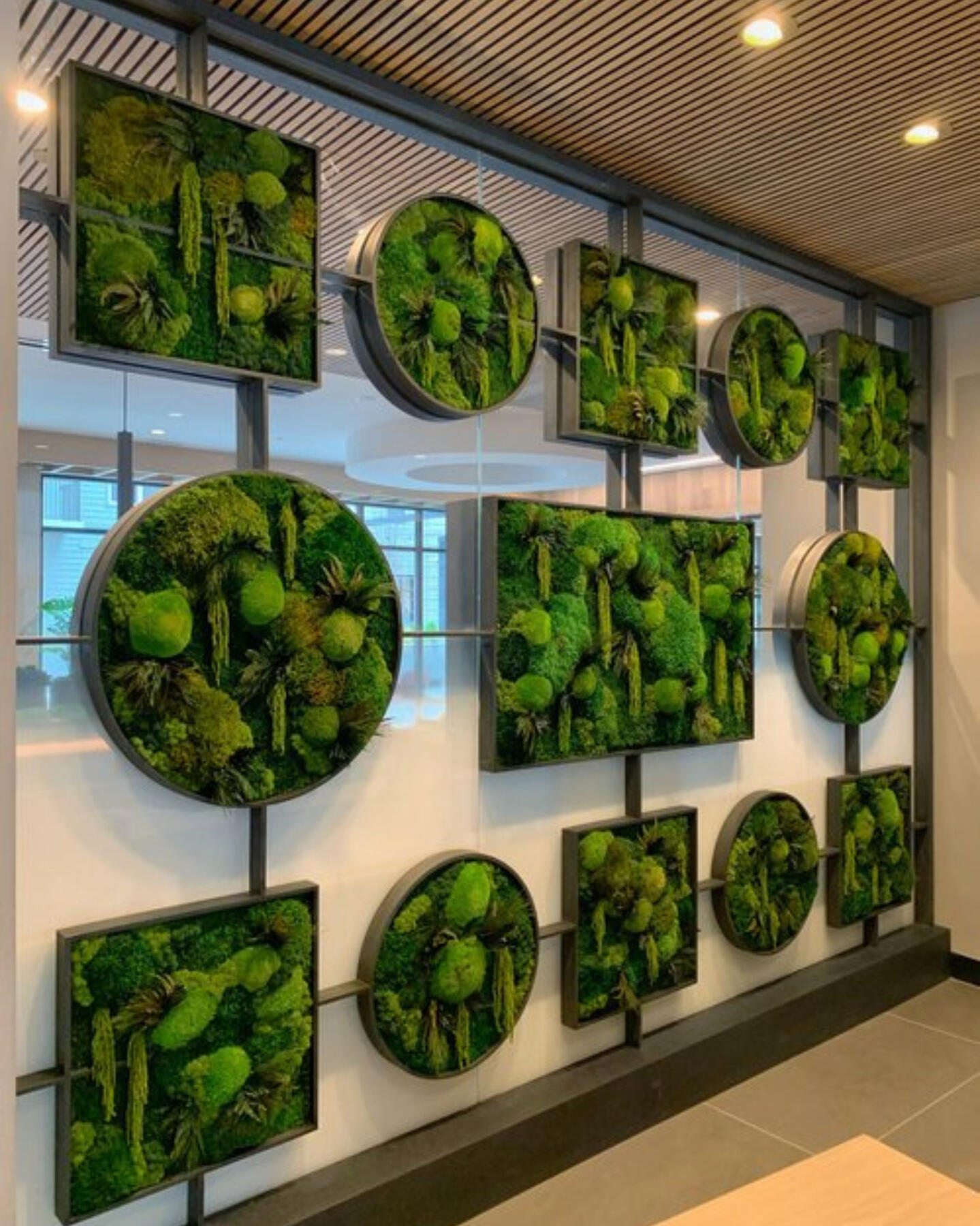 Hand crafted steel and moss walls